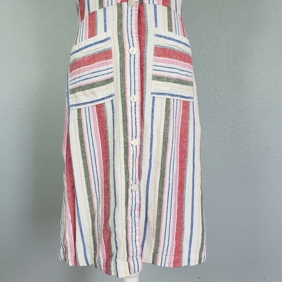 OLD NAVY Linen Blend Striped Button Front Dress Sz S - Picture 6 of 10